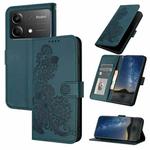 For Redmi Note 13R Pro / Xiaomi Poco X6 Neo Datura Flower Embossed Flip Leather Phone Case(Dark Green)