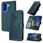 For Redmi A5 4G 171.7mm / Xiaomi Poco C71 Datura Flower Embossed Flip Leather Phone Case(Dark Green)