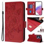 For Realme C55 4G Global / Narzo N55 Embossed Rose RFID Anti-theft Leather Phone Case(Red)