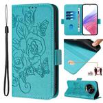 For Realme 13 Pro / 13 Pro+ 5G Embossed Rose RFID Anti-theft Leather Phone Case(Light Blue)