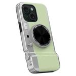 For iPhone 15 3D Retro Bluetooth Camera Magsafe Mirror Phone Case(Light Green)