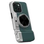 For iPhone 15 3D Retro Bluetooth Camera Magsafe Mirror Phone Case(Dark Green)