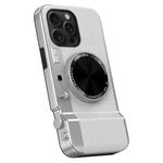 For iPhone 14 Pro 3D Retro Bluetooth Camera Magsafe Mirror Phone Case(White)