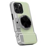 For iPhone 14 Pro Max 3D Retro Bluetooth Camera Magsafe Mirror Phone Case(Light Green)