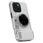 For iPhone 13 3D Retro Bluetooth Camera Magsafe Mirror Phone Case(White)