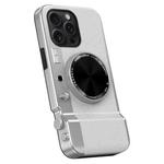 For iPhone 12 Pro Max 3D Retro Bluetooth Camera Magsafe Mirror Phone Case(White)