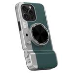 For iPhone 12 Pro Max 3D Retro Bluetooth Camera Magsafe Mirror Phone Case(Dark Green)