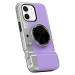 For iPhone 12 3D Retro Bluetooth Camera Magsafe Mirror Phone Case(Lavender Purple)