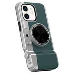 For iPhone 11 3D Retro Bluetooth Camera Magsafe Mirror Phone Case(Dark Green)