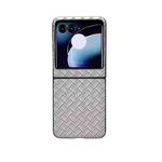 For Motorola Razr 50 Woven Texture Folding PU Phone Case(Silver)