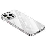 For iPhone 14 Pro Max Electroplated PC Hybrid Glitter Glass Phone Case(Transparent)