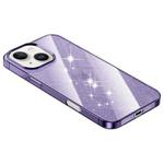 For iPhone 13 Electroplated PC Hybrid Glitter Glass Phone Case(Purple)