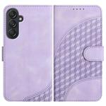 For Samsung Galaxy M35 Elephant Head Embossed Phone Leather Case with Lanyard(Light Purple)