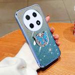 For Huawei Enjoy 70 Pro Plated Gradient Glitter Butterfly Holder TPU Phone Case(Sierra Blue)