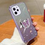 For Huawei Enjoy 50Z Plated Gradient Glitter Butterfly Holder TPU Phone Case(Purple)