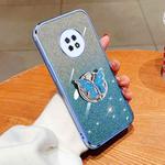 For Huawei Enjoy 20 Plus Plated Gradient Glitter Butterfly Holder TPU Phone Case(Sierra Blue)
