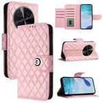 For Huawei nova 12i Rhombic Texture Flip Leather Phone Case with Lanyard(Pink)