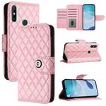 For Huawei P smart 2021 Rhombic Texture Flip Leather Phone Case with Lanyard(Pink)