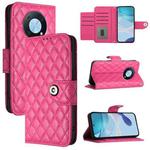 For Huawei Enjoy 50 Pro / nova Y90 Rhombic Texture Flip Leather Phone Case with Lanyard(Rose Red)