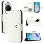 For Huawei nova 14 Pro 5G Rhombic Texture Flip Leather Phone Case with Lanyard(White)