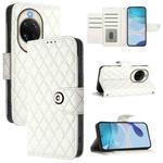 For Huawei nova 14 5G Rhombic Texture Flip Leather Phone Case with Lanyard(White)