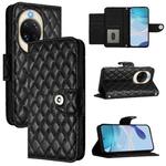 For Huawei nova 14 5G Rhombic Texture Flip Leather Phone Case with Lanyard(Black)