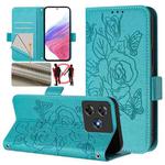 For Blackview Wave 8C Embossed Rose RFID Anti-theft Leather Phone Case(Light Blue)