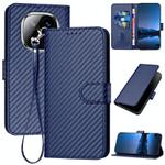 For Redmi Note 14 Pro+ 5G YX0070 Carbon Fiber Buckle Leather Phone Case with Lanyard(Royal Blue)