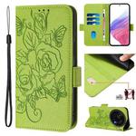 For Sharp Aquos R9 Pro Embossed Rose RFID Anti-theft Leather Phone Case(Green)