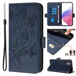 For Nokia G21 / G11 Embossed Rose RFID Anti-theft Leather Phone Case(Dark Blue)