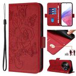 For ZTE Blade A75 5G Embossed Rose RFID Anti-theft Leather Phone Case(Red)