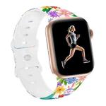 For Apple Watch SE 2023 44mm Butterfly Buckle Easter Printed Silicone Watch Band(Color Flowers)