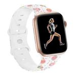 For Apple Watch SE 2023 44mm Butterfly Buckle Easter Printed Silicone Watch Band(Easter Eggs White)