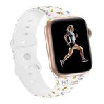 For Apple Watch SE 2023 40mm Butterfly Buckle Easter Printed Silicone Watch Band(Gourd White)