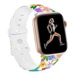 For Apple Watch Series 9 41mm Butterfly Buckle Easter Printed Silicone Watch Band(Color Flowers)