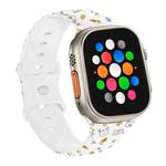 For Apple Watch Ultra 49mm Butterfly Buckle Easter Printed Silicone Watch Band(Gourd White)