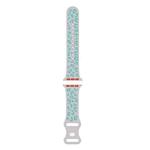 For Apple Watch SE 2022 44mm Concave Leopard Printed Silicone Watch Band(Grey Cyan)