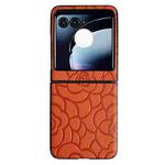For Motorola Razr 50 Impression Flower Pattern Protective Phone Case(Orange)