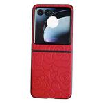 For Motorola Razr 50 Impression Flower Pattern Protective Phone Case(Red)