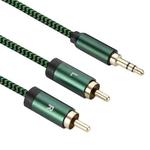 3.5mm Male to 2 RCA Male Audio Cable Amplifier Connector, Length:3m(Green)