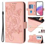 For OPPO Reno11 F 5G Global / F25 Pro Embossed Rose RFID Anti-theft Leather Phone Case(Pink)