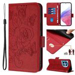 For OnePlus 12R 5G Embossed Rose RFID Anti-theft Leather Phone Case(Red)