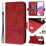 For OnePlus Ace 2V / Nord 3 Embossed Rose RFID Anti-theft Leather Phone Case(Red)