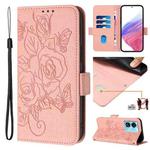 For OnePlus Nord N300 Embossed Rose RFID Anti-theft Leather Phone Case(Pink)