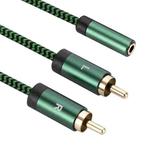 3.5mm Female to 2 RCA Male Audio Cable Amplifier Connector, Length:1m(Green)