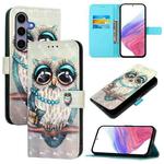 For Samsung Galaxy S25 5G 3D Painting Horizontal Flip Leather Phone Case(Grey Owl)