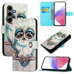 For Samsung Galaxy S25+ 5G 3D Painting Horizontal Flip Leather Phone Case(Grey Owl)