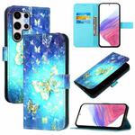 For Samsung Galaxy S25 Ultra 5G 3D Painting Horizontal Flip Leather Phone Case(Golden Butterfly)
