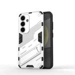 For Samsung Galaxy S25 5G Punk Armor 2 in 1 PC + TPU Shockproof Phone Case with Invisible Holder(White)