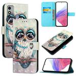 For ZTE Blade A53 3D Painting Horizontal Flip Leather Phone Case(Grey Owl)